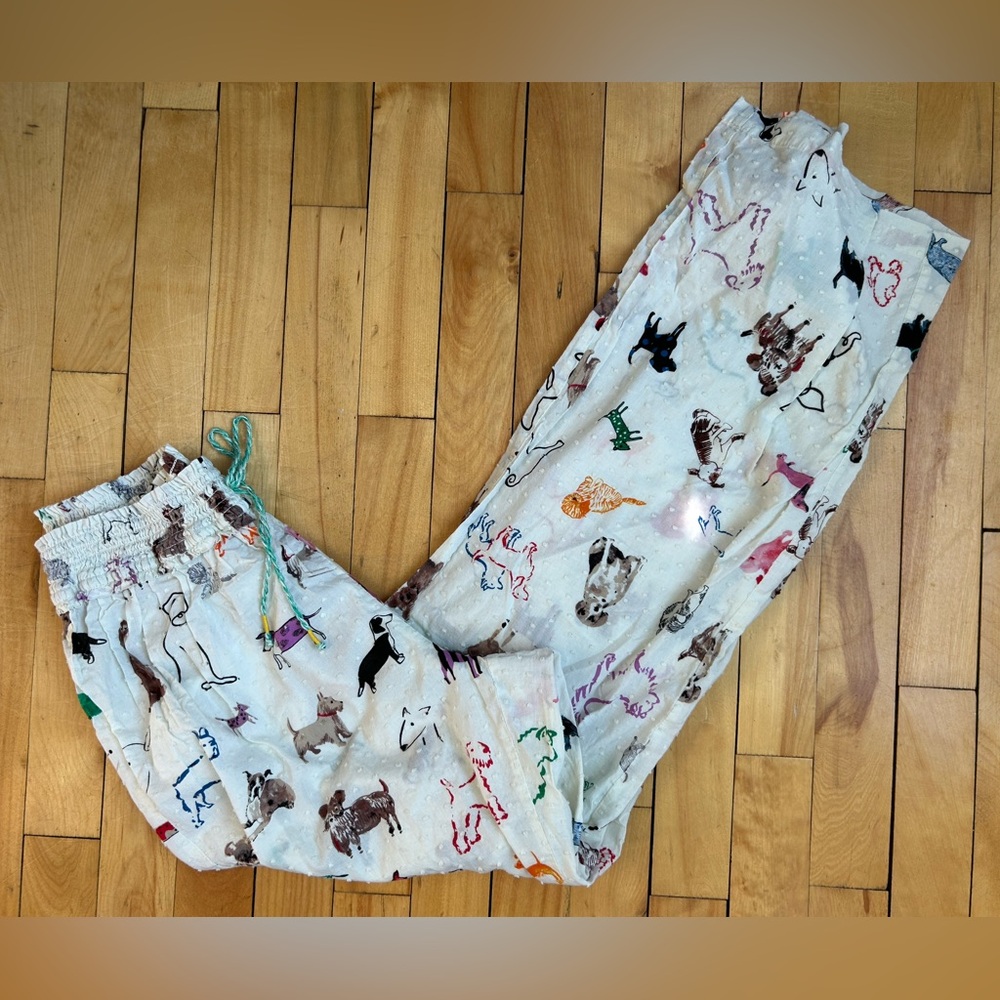 Anthropologie E for Eloise Pajama Pants Animal Print Dog Colorful Size Medium - Picture 2 of 7